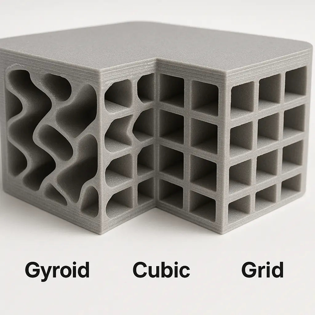 comparison of gyroid, cubic, and grid infill patterns for 3D printing strengt