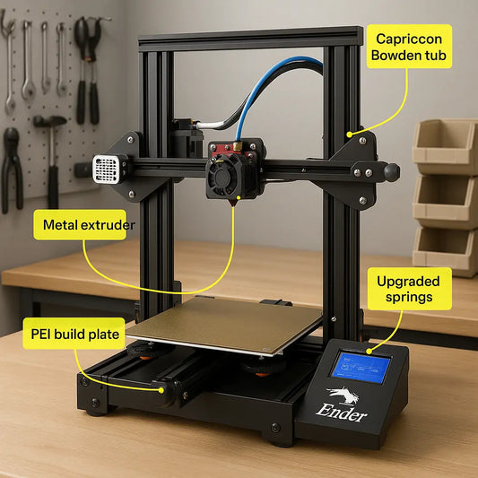 Ender 3 printer with common performance upgrades — Forgely hardware guide