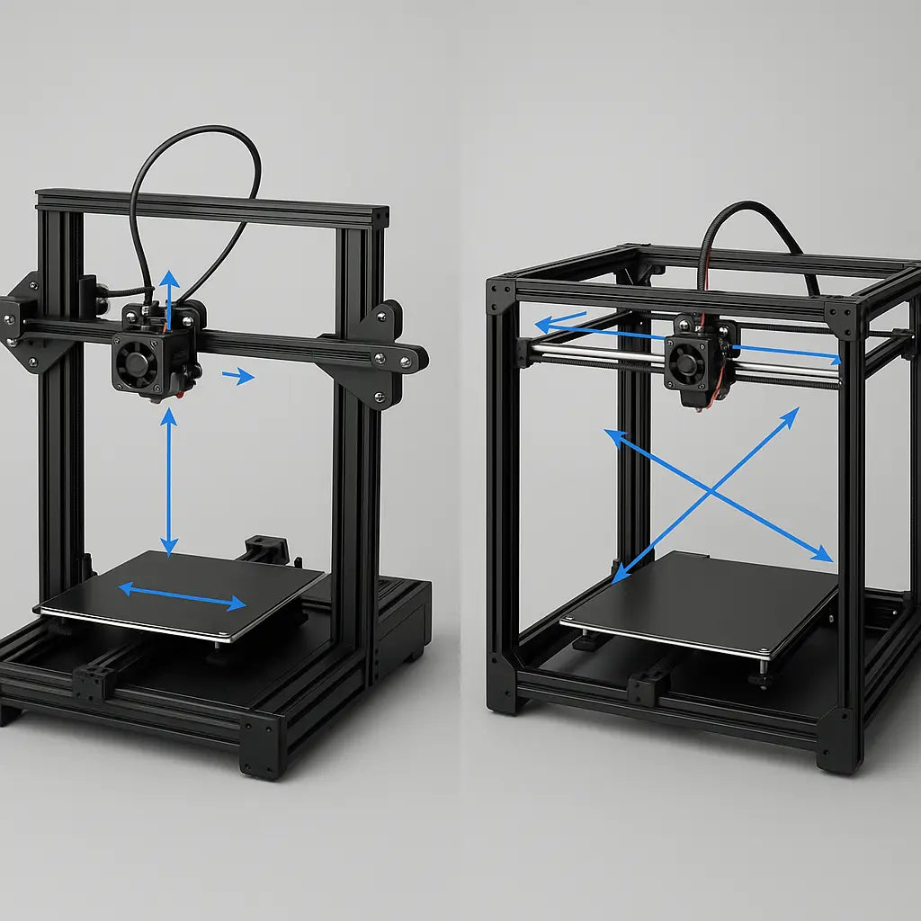 bed slinger vs CoreXY 3D printer motion system comparison