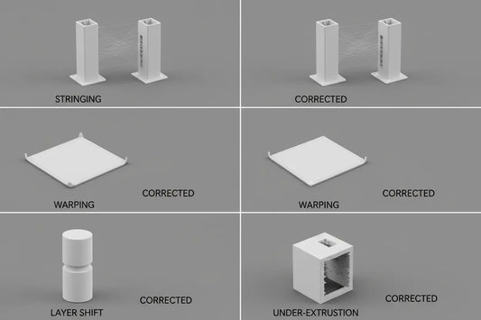 common 3D printing mistakes compared with corrected prints — Forgely guide