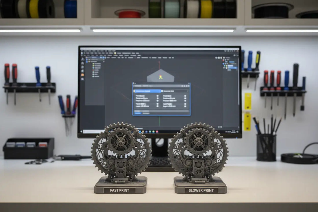 fast vs slow 3D printing speed comparison with equal quality