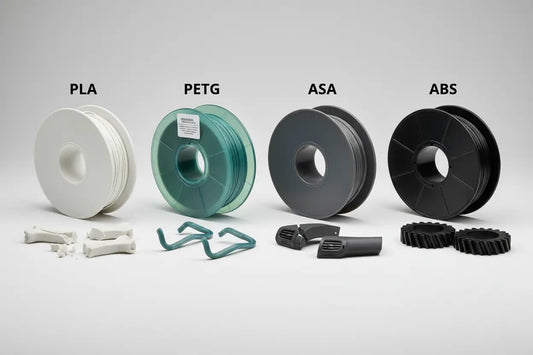 strength comparison of PLA, PETG, ASA, and ABS filaments — Forgely test