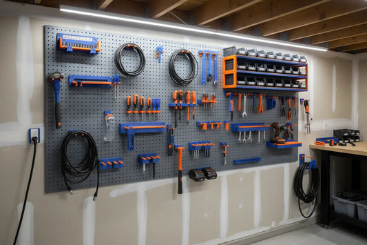 3D printed garage organization tools mounted on wall — Forgely ideas